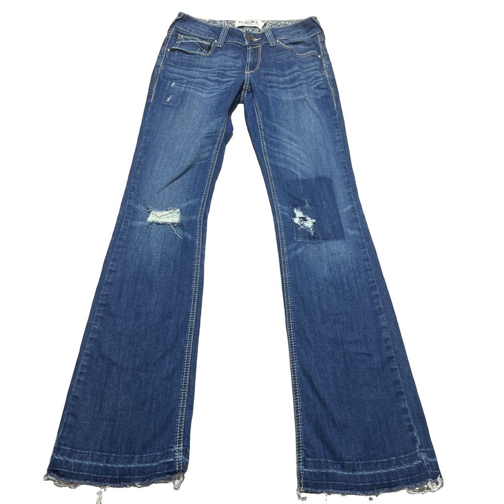 Ariat REAL Denim Distressed Jeans 28L Mid Rise Boot Cut Western Riding Dark Wash